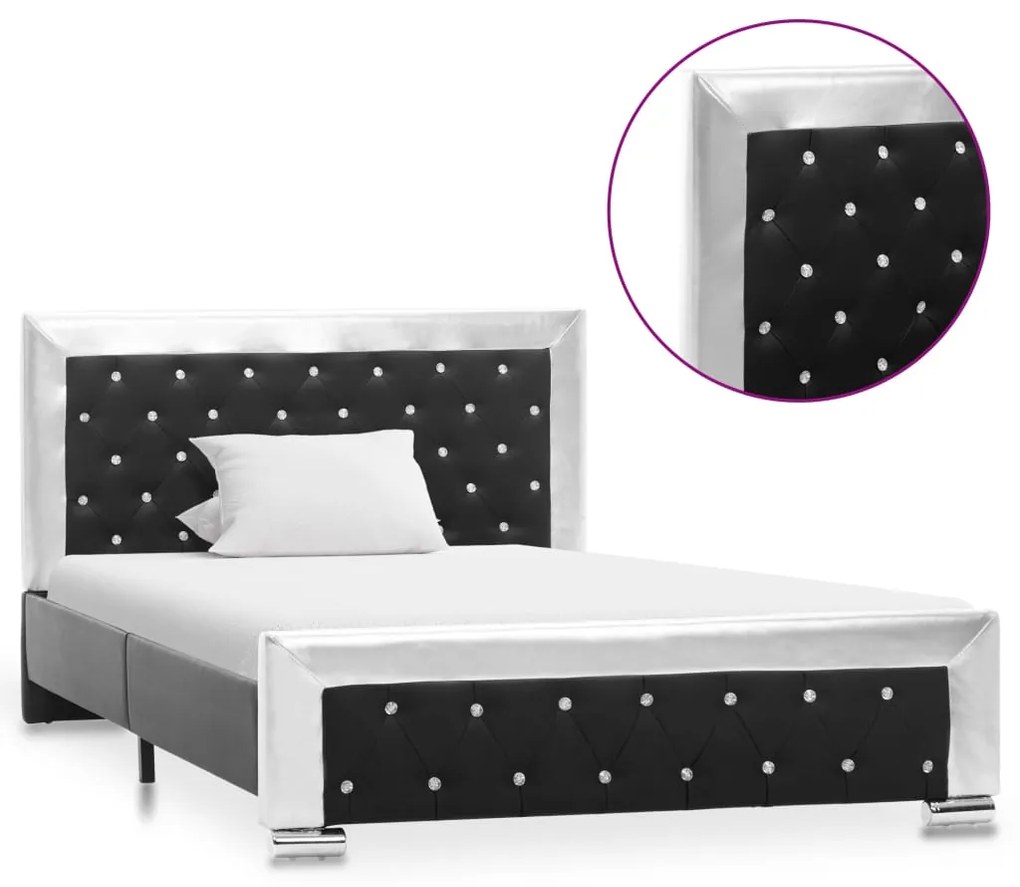 286795 vidaXL Cadru de pat, negru, 120 x 200 cm, piele ecologică