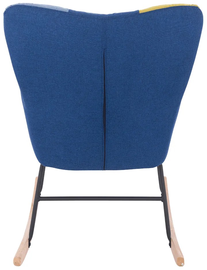 Scaun balansoar design, patchwork albastru / verde, KEMARO