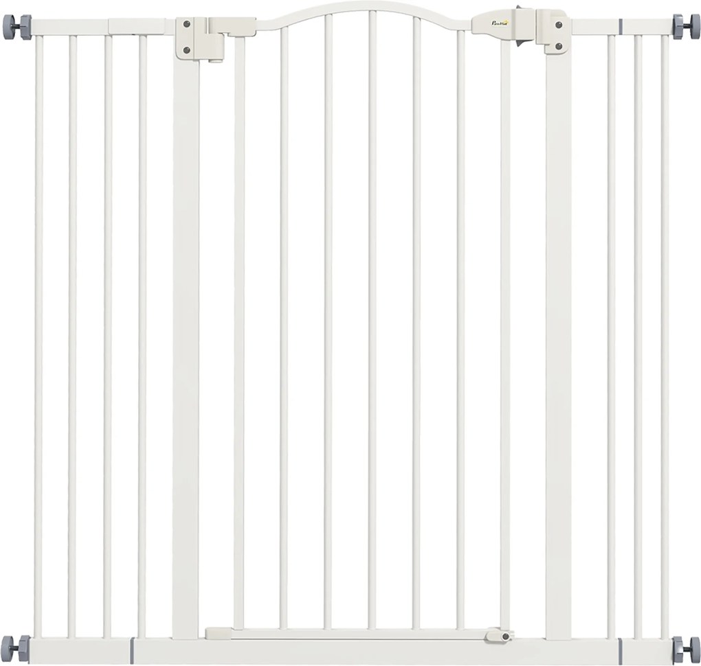 PawHut Poartă Extensibilă pentru Câini fără Șuruburi, Poartă de Siguranță Reglabilă, 94-100x94 cm, Alb | Aosom Romania