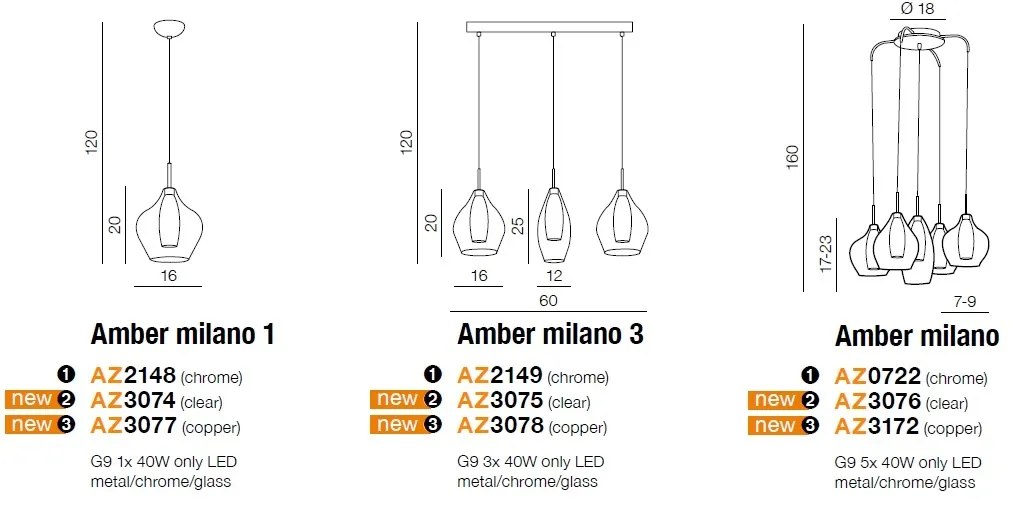 Pendul modern AMBER MILANO 1 clar ZZ AZ3074