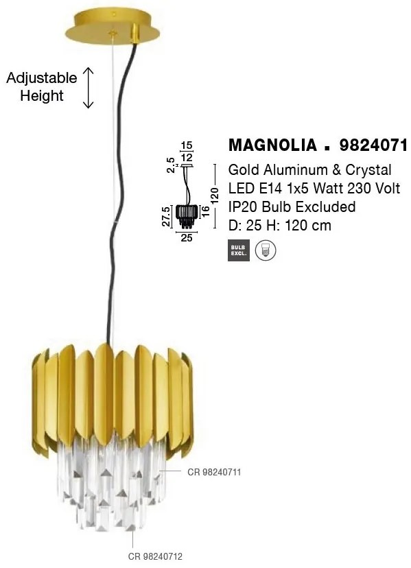 Lustra/Pendul design elegant MAGNOLIA auriu