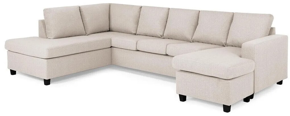 Colțar Scandinavian Choice C174Beige, Negru, 300x195x92cm, 130 kg, Picioare: Plastic