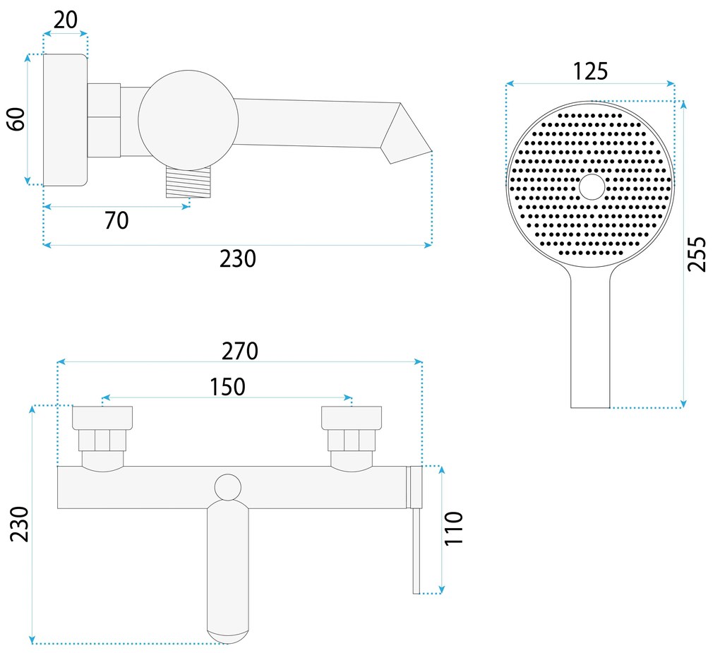 Baterie pentru cada Rea Foss Nickel Brush