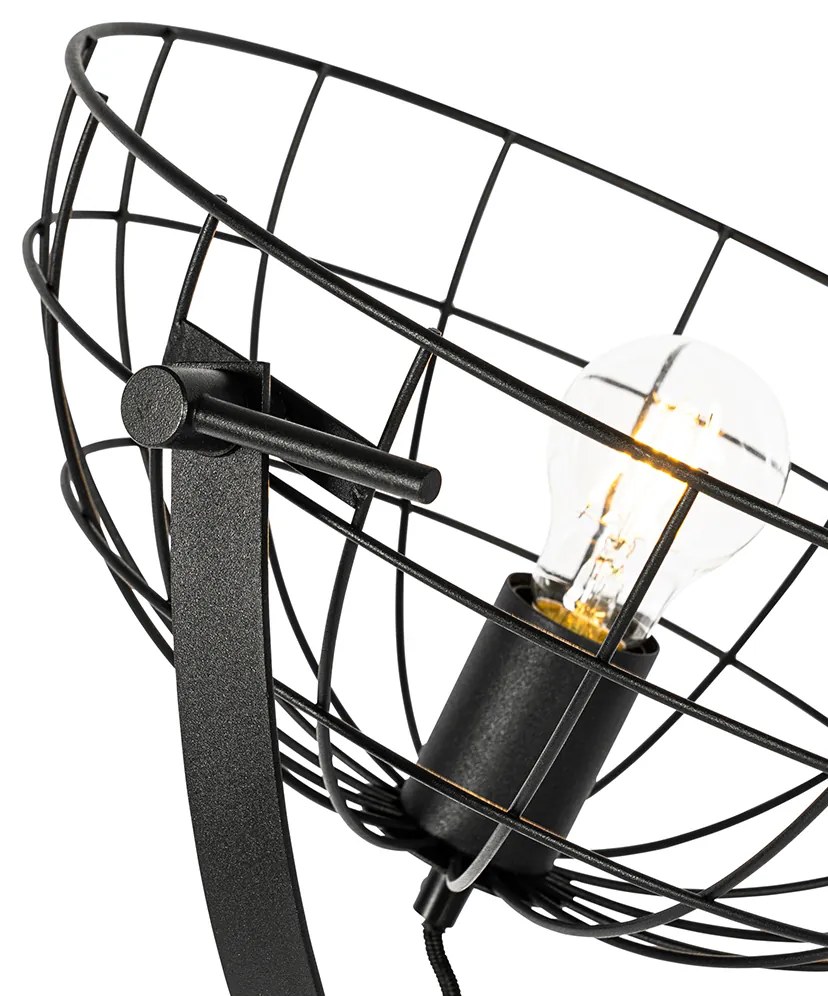 Lampă de podea industrială cu trepied neagră 35 cm reglabilă - Hanze