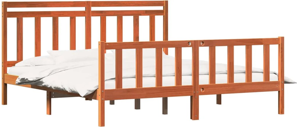 vidaXL Cadru de pat 2 pcs Maroniu cerat 205,5 x 185,5 x 100 cm