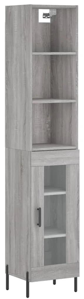 3189907 vidaXL Dulap înalt, gri sonoma, 34,5x34x180 cm, lemn prelucrat