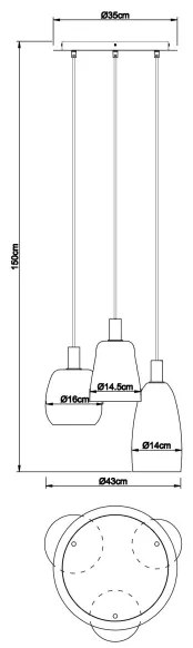 Lustră pe cablu GARRI 3xE14/40W/230V alamă Globo 15789-3HM
