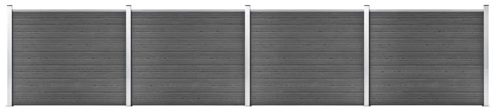 vidaXL Set panouri gard, 699x146 cm, negru, WPC