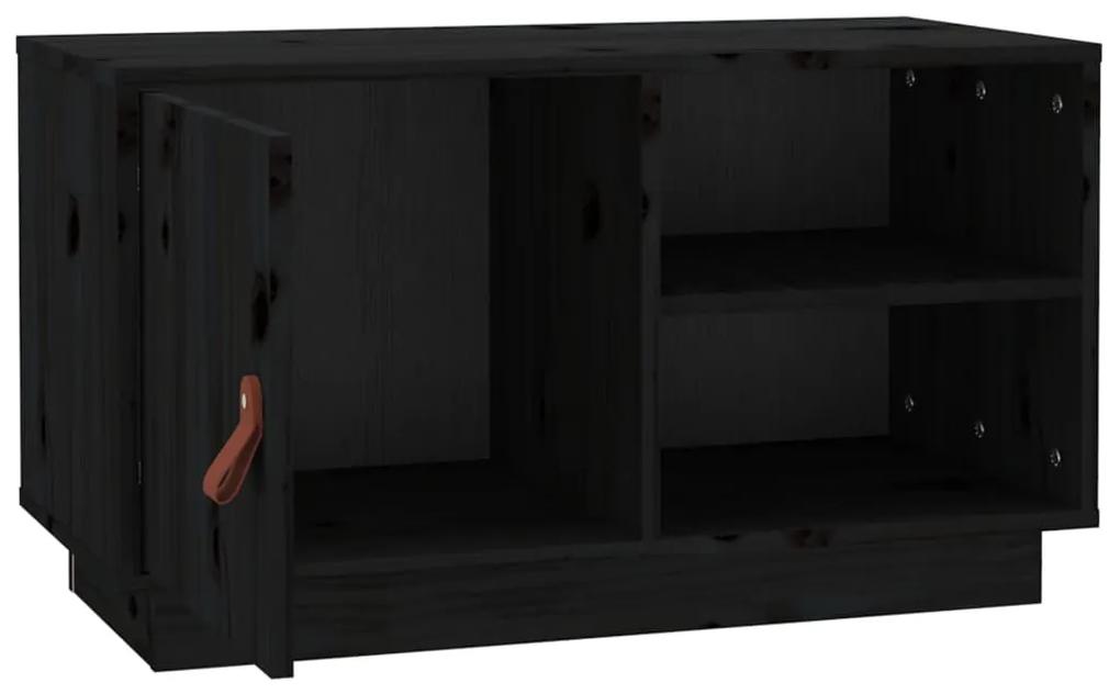 Comoda TV, negru, 70x34x40 cm, lemn masiv de pin 1, Negru