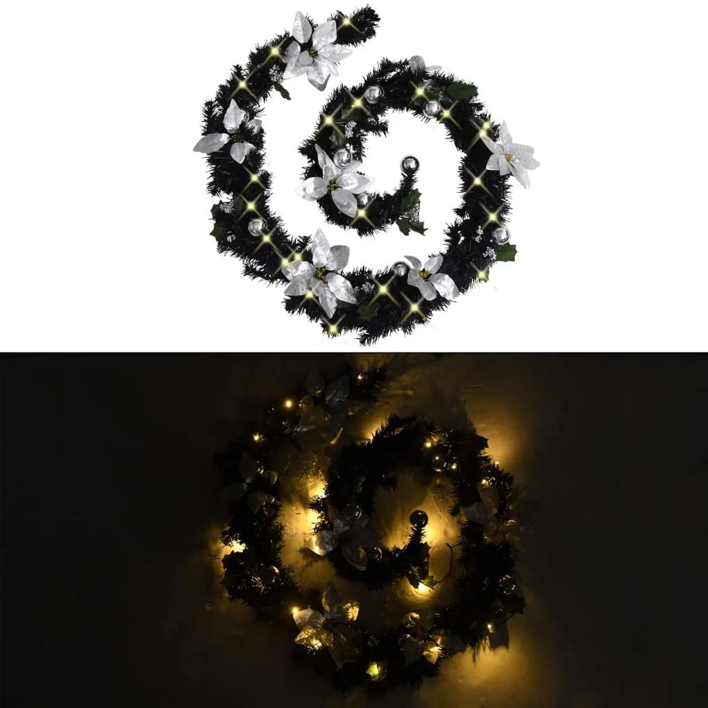 vidaXL Ghirlandă de crăciun cu becuri led, negru, 2,7 m, pvc