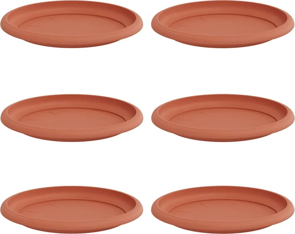 vidaXL Tavă rotundă pentru flori 6 pcs Roșu cărămidă Ø 19 x 2 cm