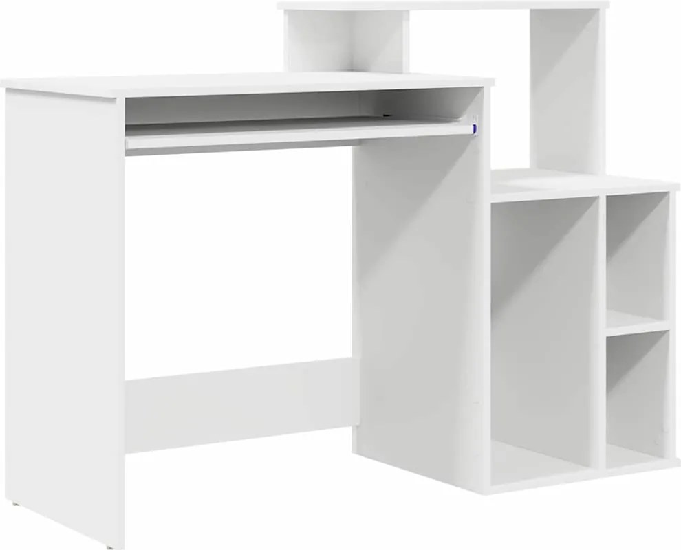 vidaXL Birou cu sertar cu raft Alb 120,5 x 44 x 88,5 cm Lemn compozit