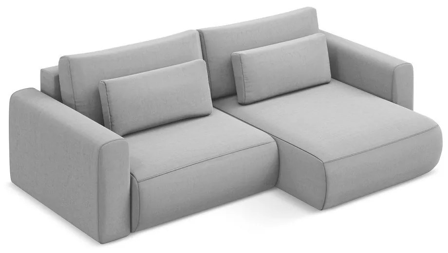 Colțar gri deschis extensibil/cu spațiu de depozitare cu tapițerie din catifea (cu colț pe partea dreaptă/cu șezlong) Kapua – Makamii