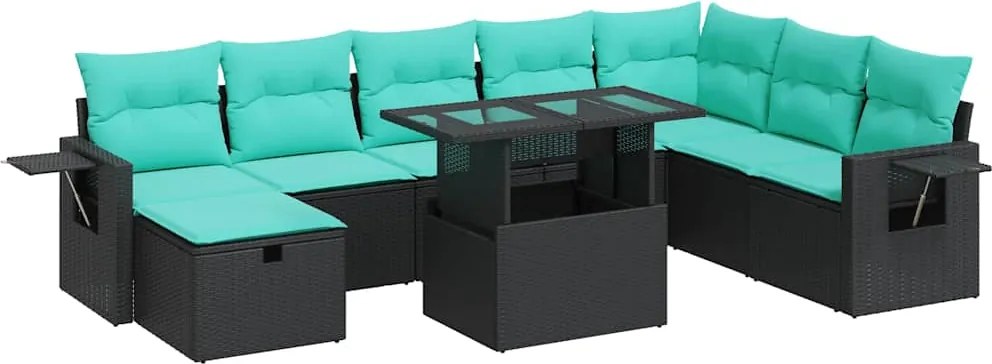 vidaXL Set canapele grădină cu perne 9 piese gri poliratan/lemn acacia