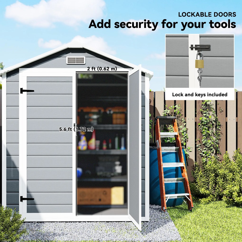 Outsunny Magazie Metalica pentru Gradina Gri Spatiu Depozitare Exterior | Aosom Romania