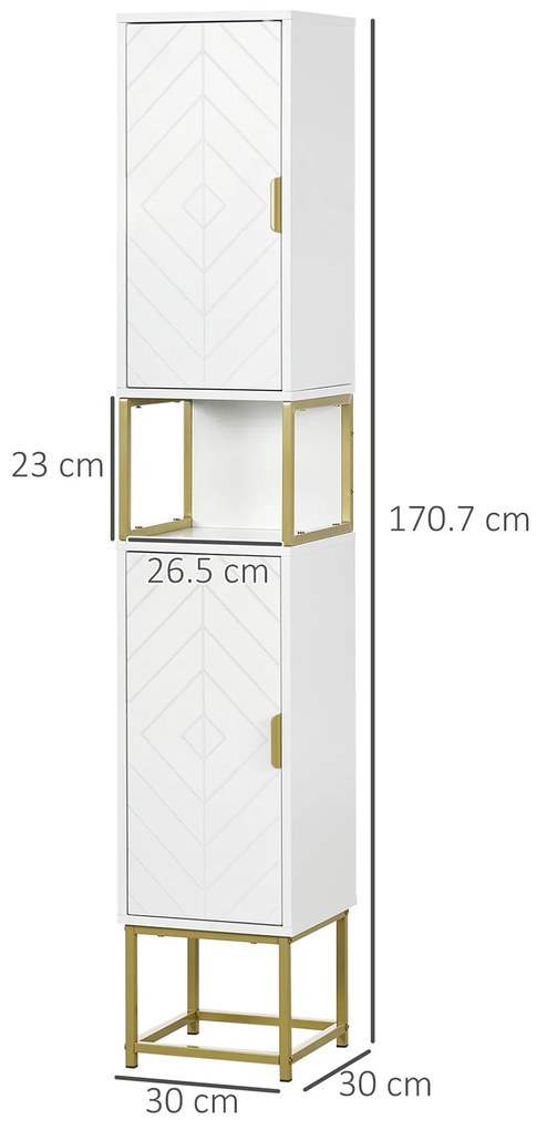 kleankin Dulap baie cu dulapuri si compartimente deschise, mobilier pentru baie de dimensiuni reduse din MDF | Aosom Romania