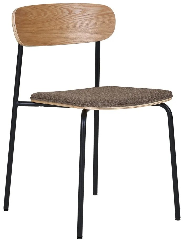 Scaun de dining negru/maro stivuibil cu aspect de lemn de frasin Estepona – House Nordic