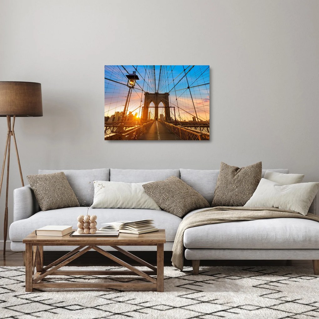 Tablou pe sticlă - Podul Brooklyn, Manhattan, New York (70x50 cm)