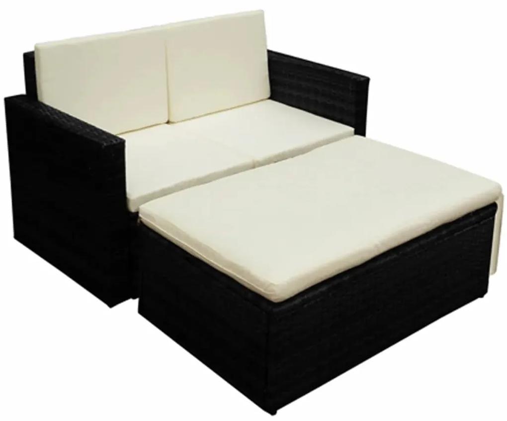 42734 vidaXL Set mobilier de grădină cu canapea 7 piese, poliratan, negru