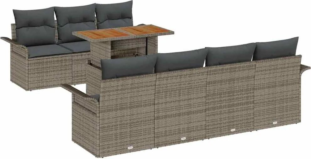 vidaXL Set de canapele pentru grădină cu pernă 8 pcs Gri