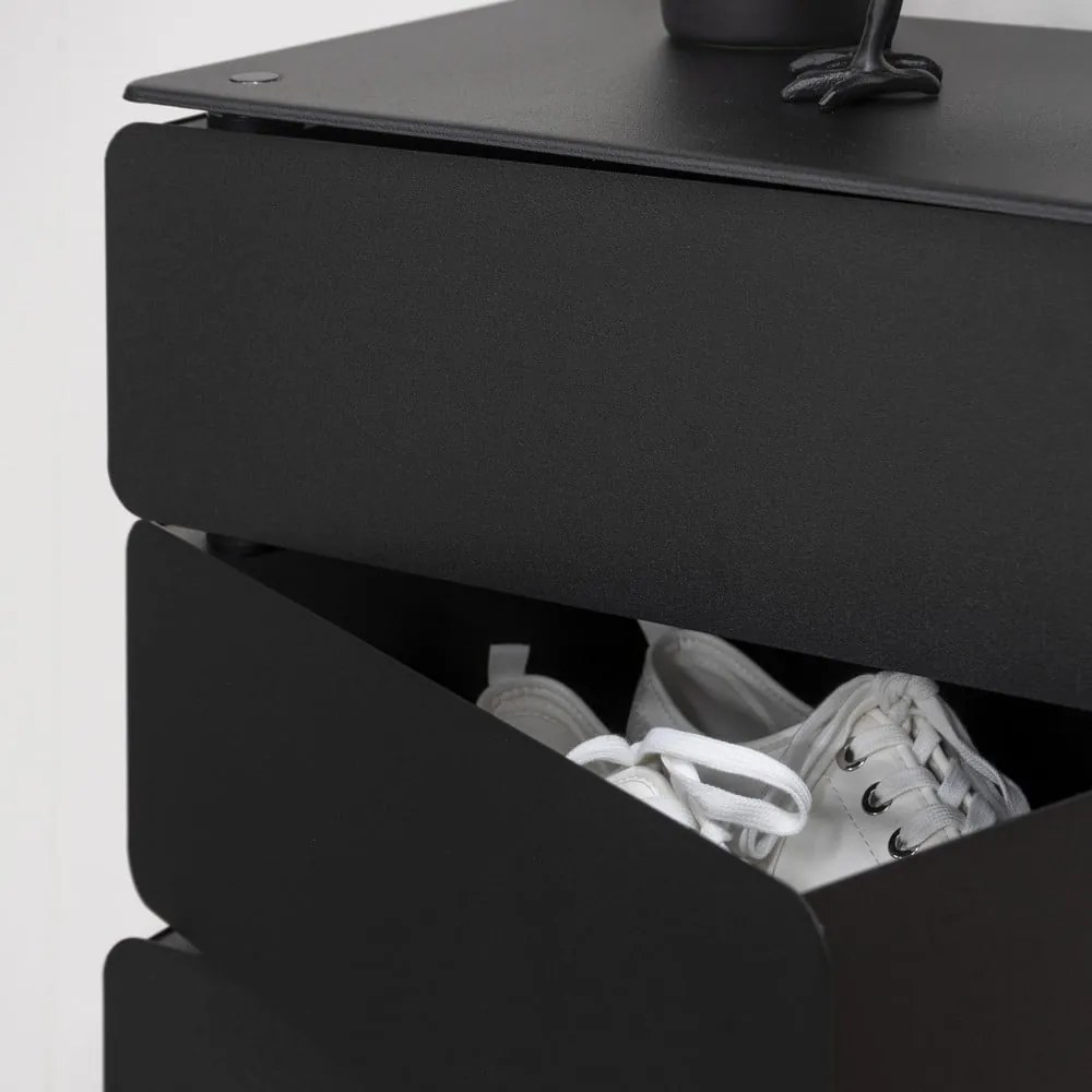 Comodă neagră din metal 37x72x26 cm Joey – Spinder Design