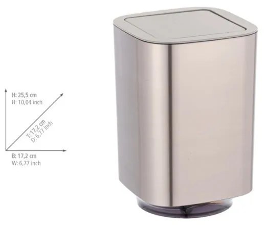 Coș de gunoi argintiu lucios din plastic 5,5 l Auron – Wenko