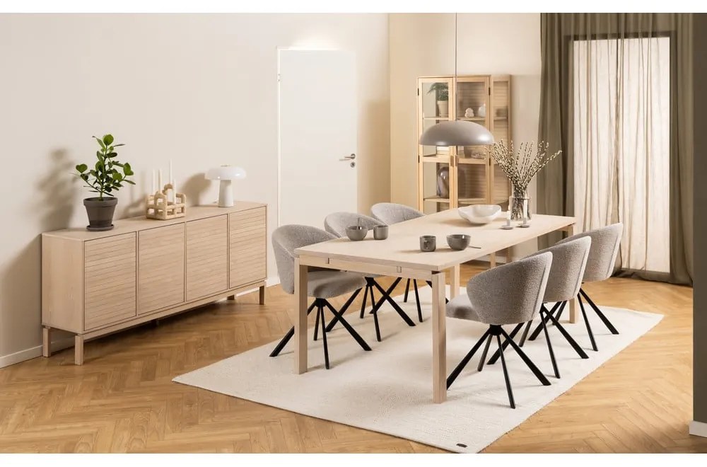 Masă de dining extensibilă cu blat cu aspect de lemn de stejar 100x200 cm Linley – Actona