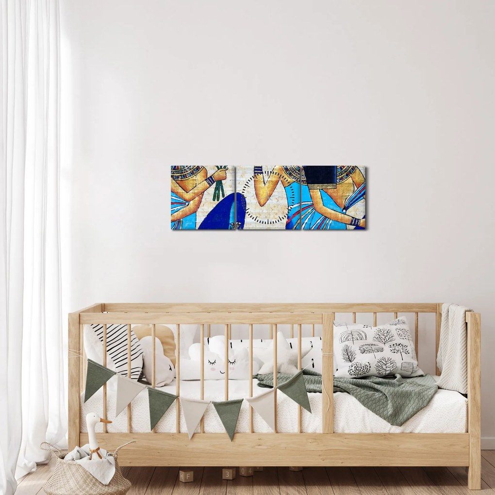 Tablou - Picturi egiptene (cu ceas) (90x30 cm)