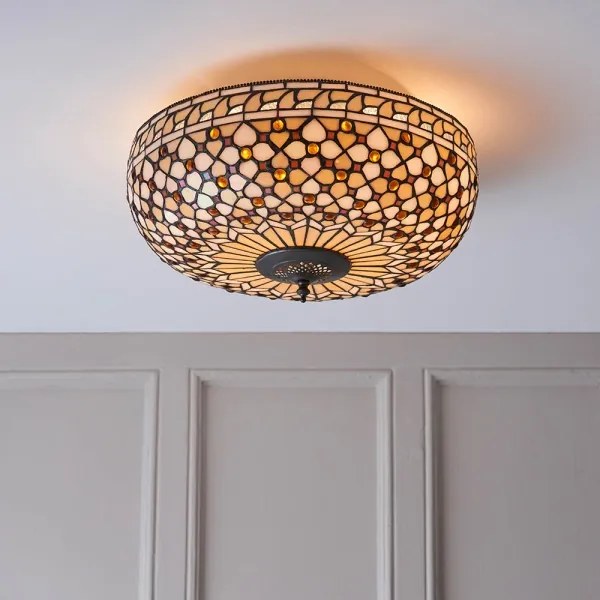 Endon 64276 - Plafonieră Tiffany MILLE FEUX, 2 x E27/60W/230V, Ø 45 cm