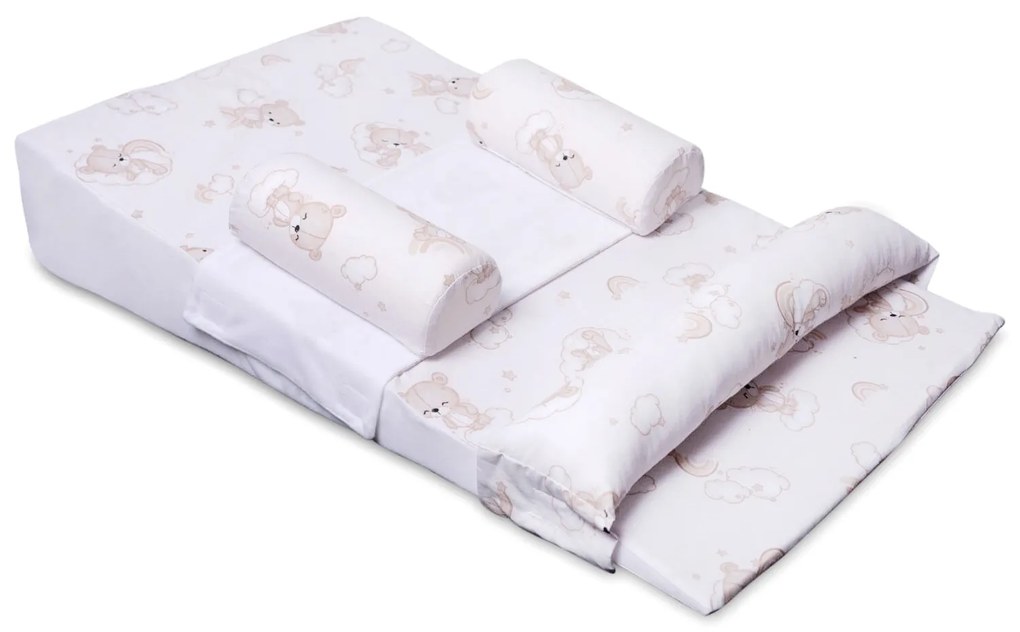 Perna antireflux pentru bebe 4 in 1 Kidizi Sleepy Bear – pozitionare inclinata pentru reflux, colici si confort dupa masa