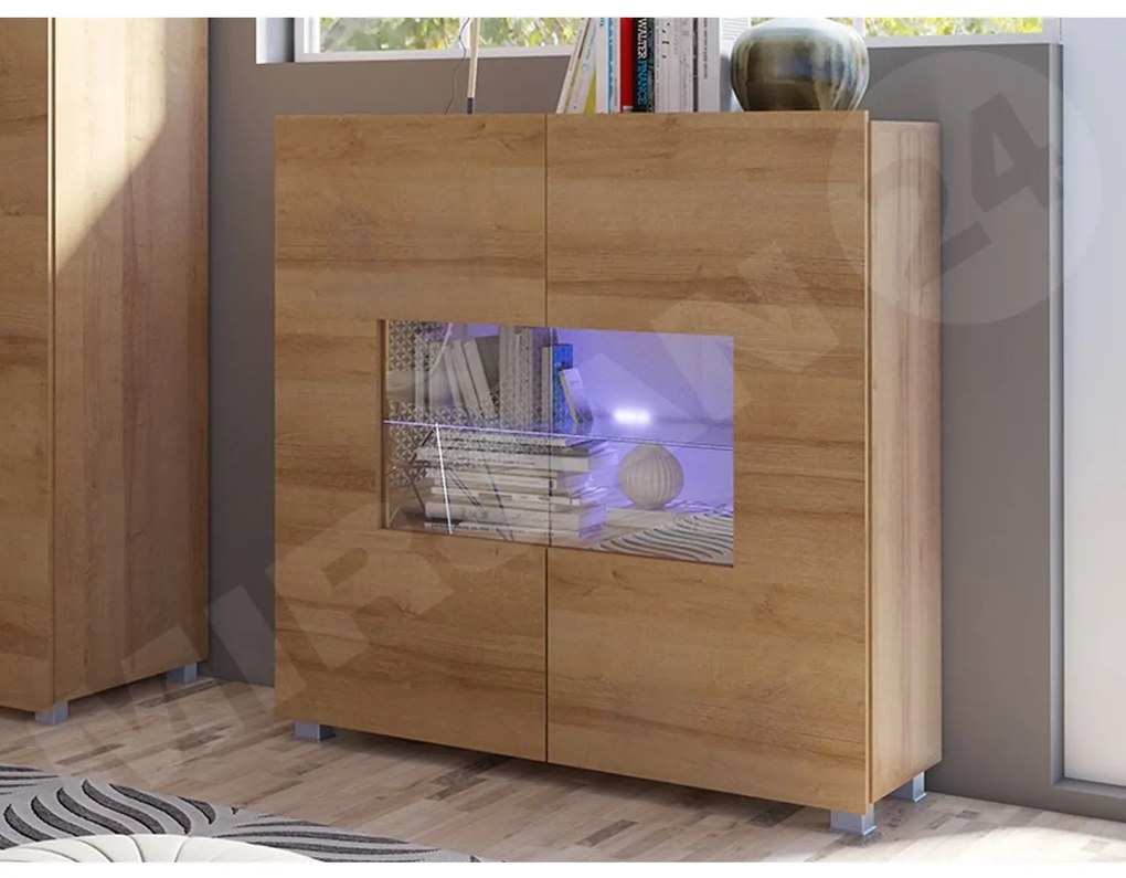 Vitrină Brenali BR01 (stejar auriu) (iluminat LED Albastru). 1053850