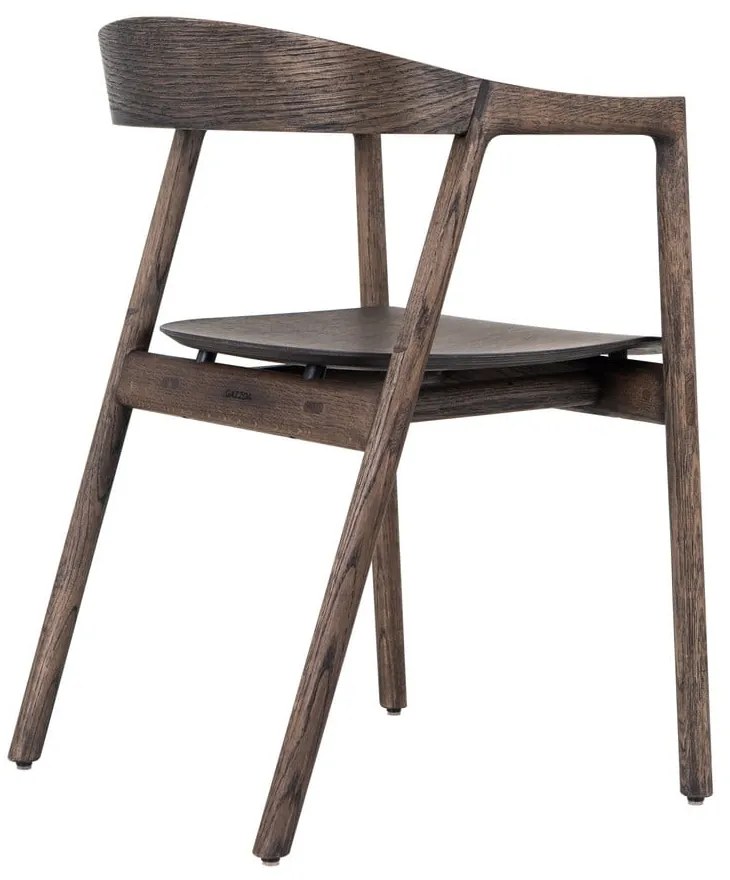 Scaun de dining maro din lemn de stejar Muna – Gazzda