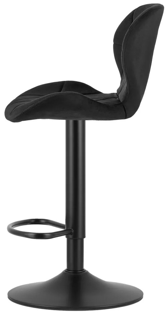 Scaun de bar cu picior negru WEST VELVET, negru