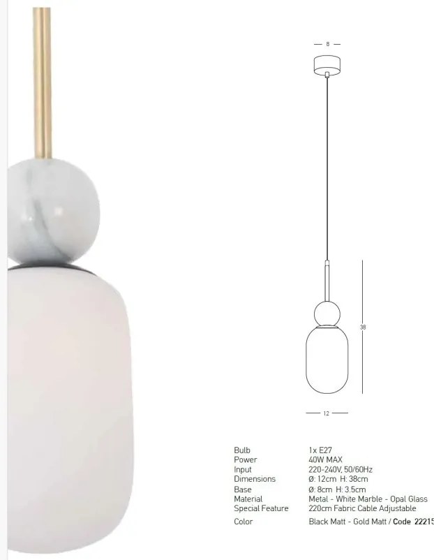 Pendul design decorativ modern MARBLE alb