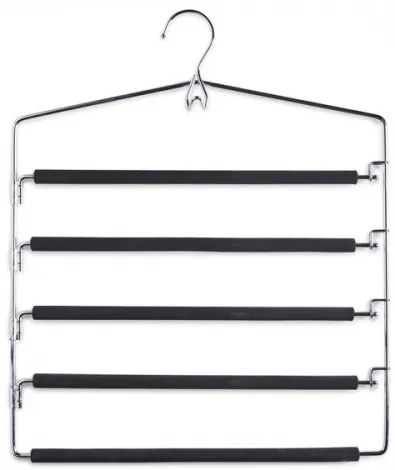 Umeras multiplu din metal si plastic pentru pantaloni, Belt Crom / Negru, l37xH44,5 cm