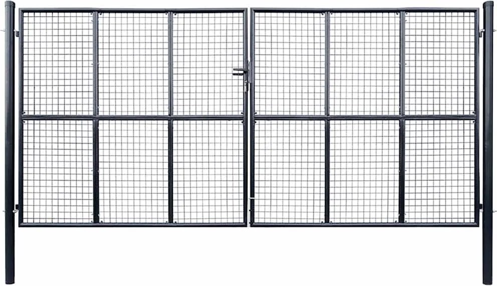vidaXL Poartă de grădină din plasă, oțel galvanizat, gri, 400x200 cm