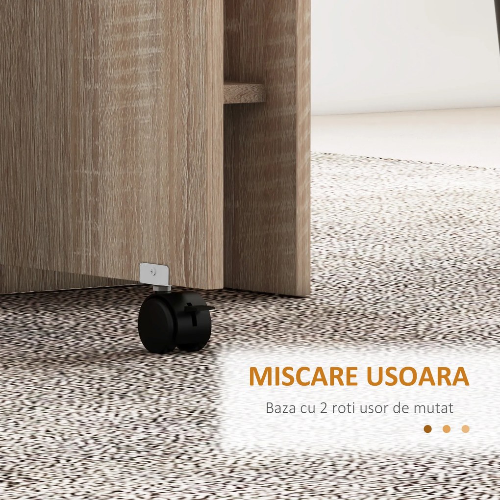 HOMCOM Masă Pliabilă Multifuncțională, Rafturi și Rotile, Bucătărie, Design Compact | Aosom Romania