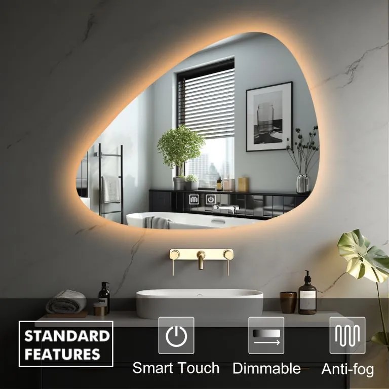 IREDA Oglindă de baie cu iluminare LED, 100 x 70 cm