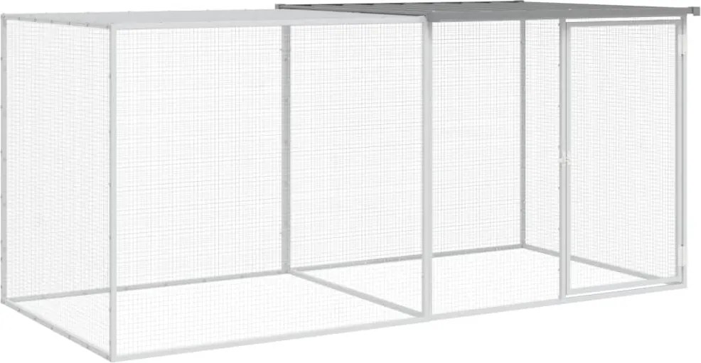 vidaXL Coteț pui cu acoperiș gri deschis 203x98x90 cm oțel galvanizat