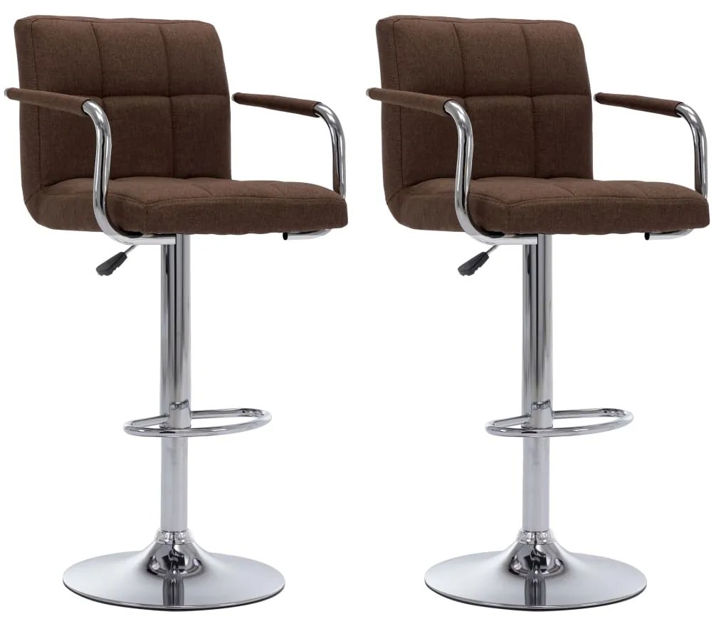 vidaXL Scaune de bar, 2 buc., maro, material textil