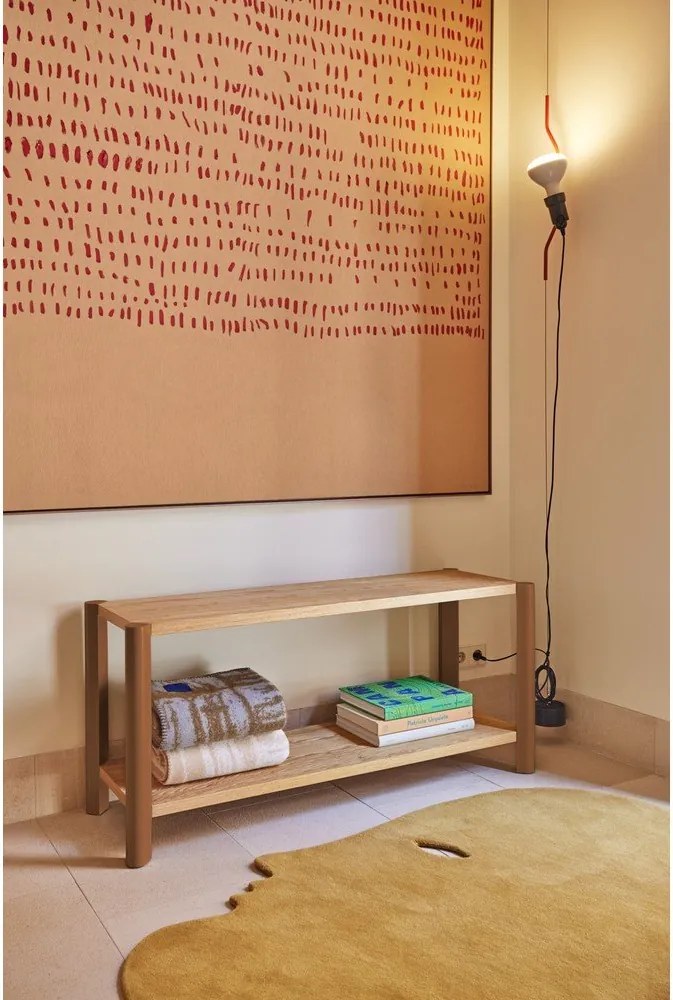 Etajeră cărămizie/în culoare naturală deschisă cu aspect de lemn de stejar 126x59x43 cm Bona – Teulat