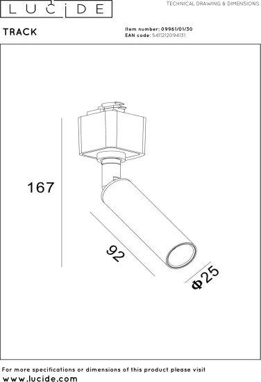 Lucide 09961/01/30 - Spot pentru sistem de șină TRACK 1xG9/3,8W/230V