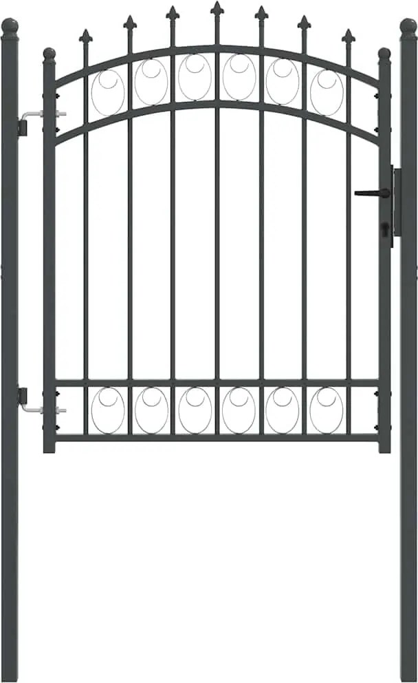 vidaXL Poartă de gard cu țepi Gri 125 x 100 cm Oțel vopsit în pulbere