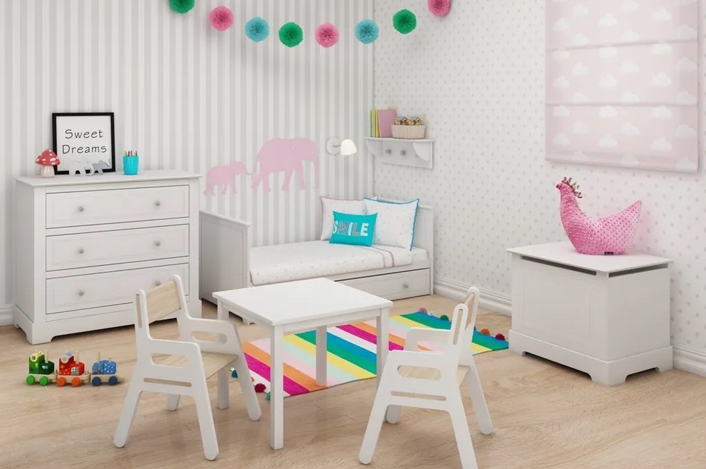 Comoda Marylou alba cu 3 sertare L102,6 cm