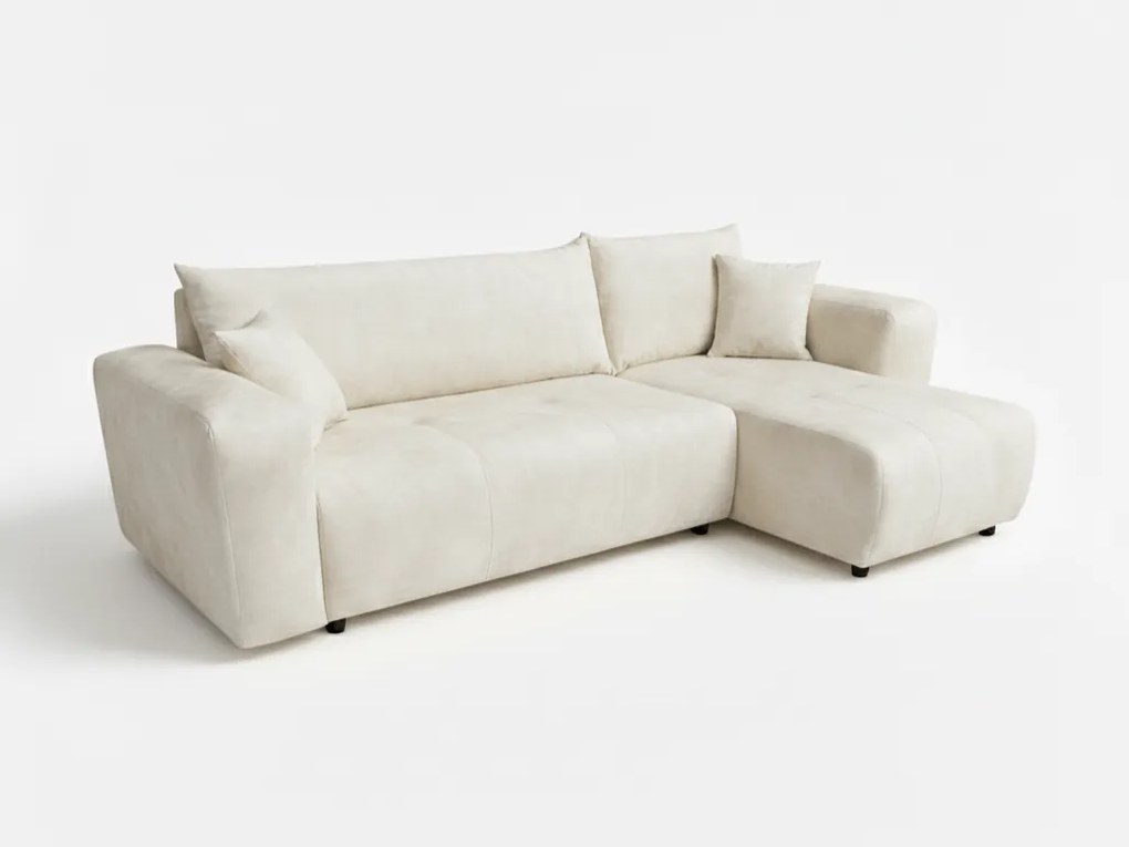 Canapea colt extensibila SORELA crem, cu colt bilateral + 2 perne CADOU