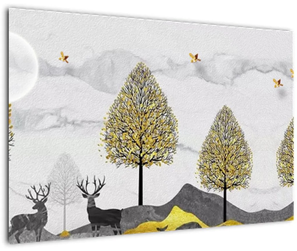 Tablou cu cerbi pictați (90x60 cm)