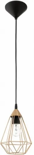 Pendul Eglo Trend Tarbes 1x60W, d 17.5cm, h 110cm, Negru - Cupru