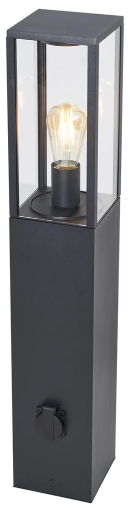 Lampă modernă de exterior neagră 80cm cu priză IP44 - Charlois