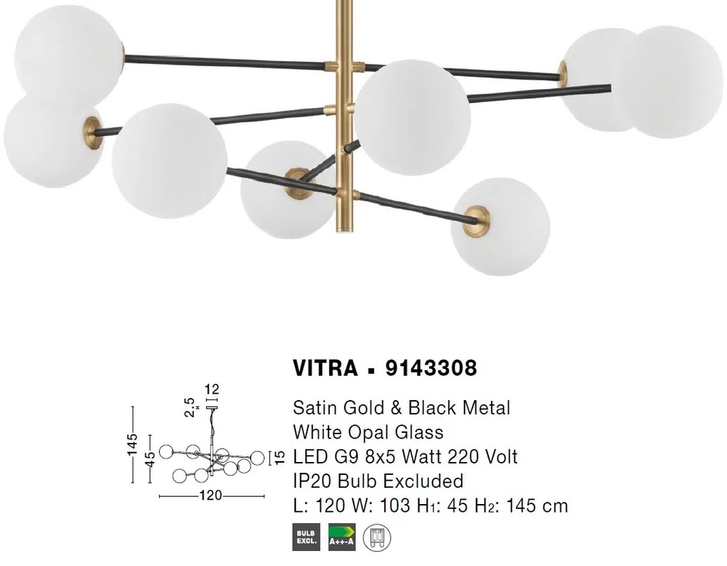 Lustra moderna cu 8 surse de lumina Vitra
