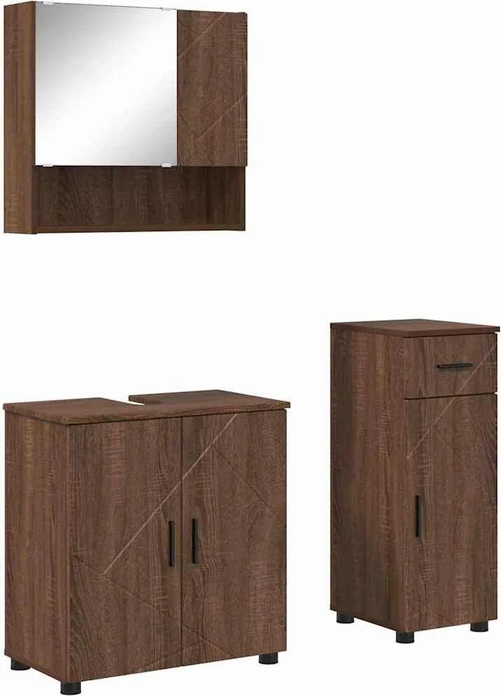 vidaXL Set de mobilier pentru baie cu sertar 3 pcs Stejar închis